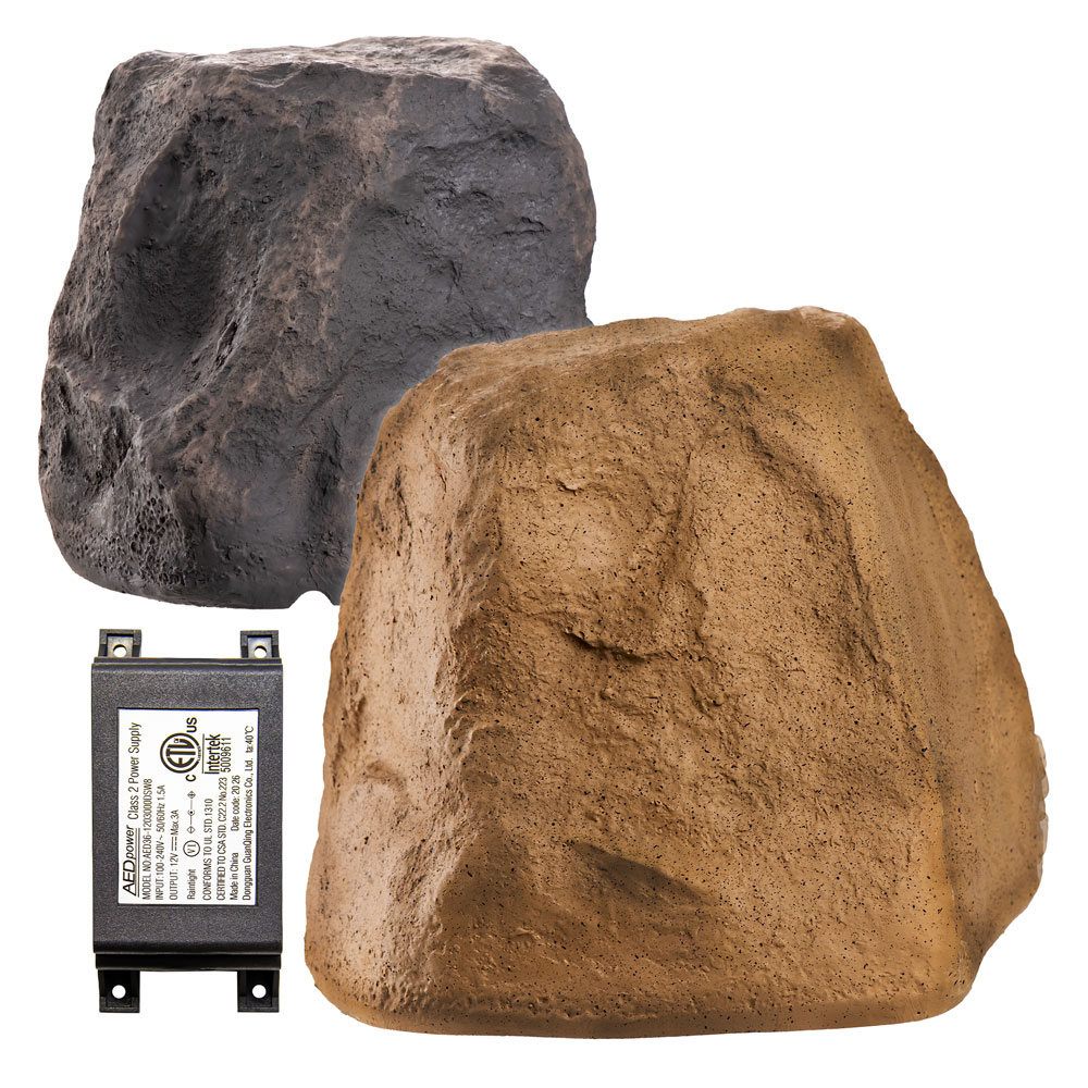 5.25" Wireless BT Weather Resistant Rock Speaker Pair, Brown or Slate - BTR150